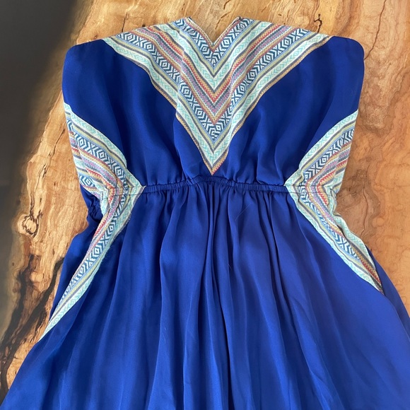 3 FOR $15!!! Bright Blue Strapless Bohemian Dress - Picture 2 of 5